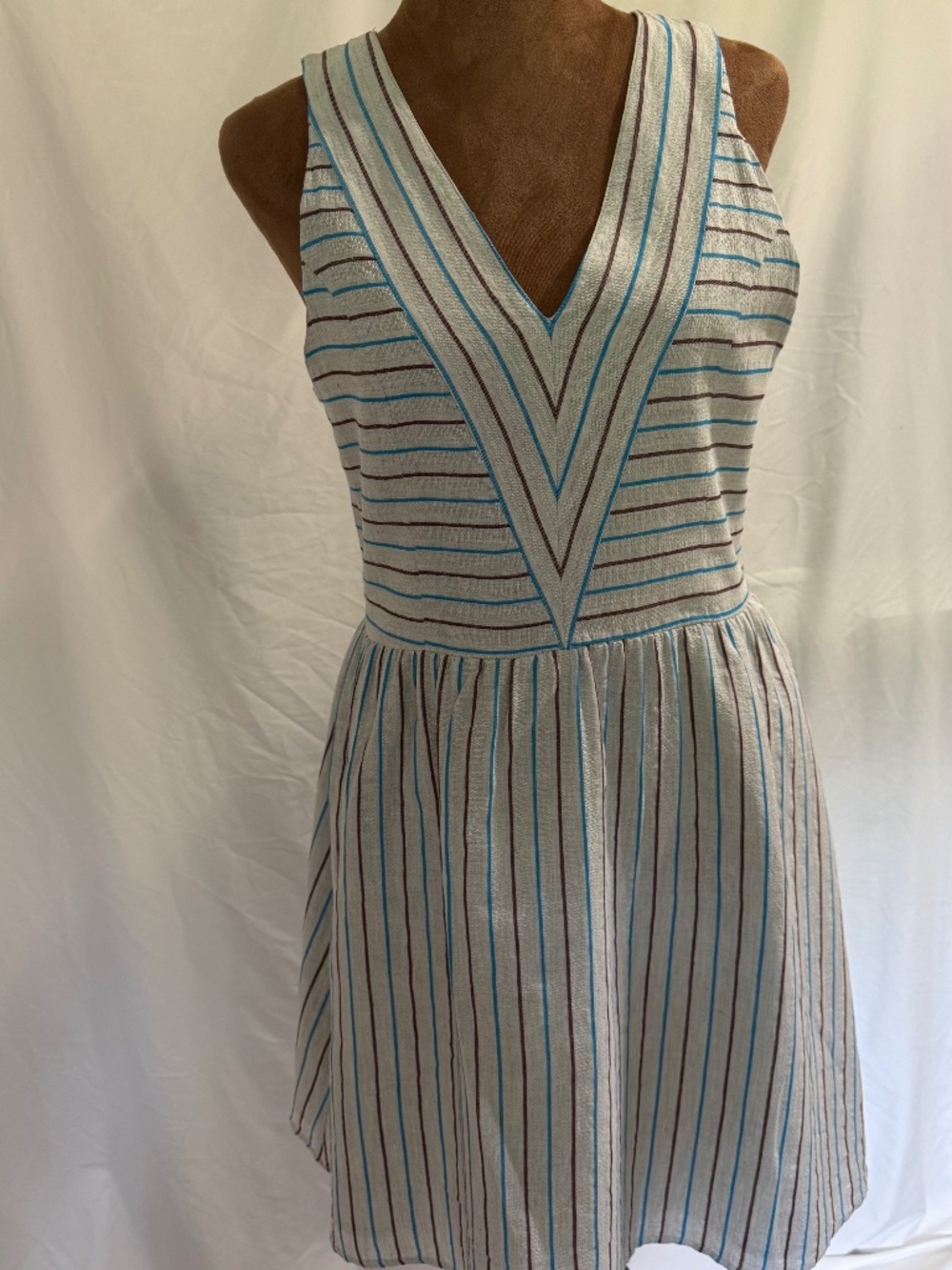 Dear Creatures Striped Open Back Bow Accent Mod Dress - Size Medium